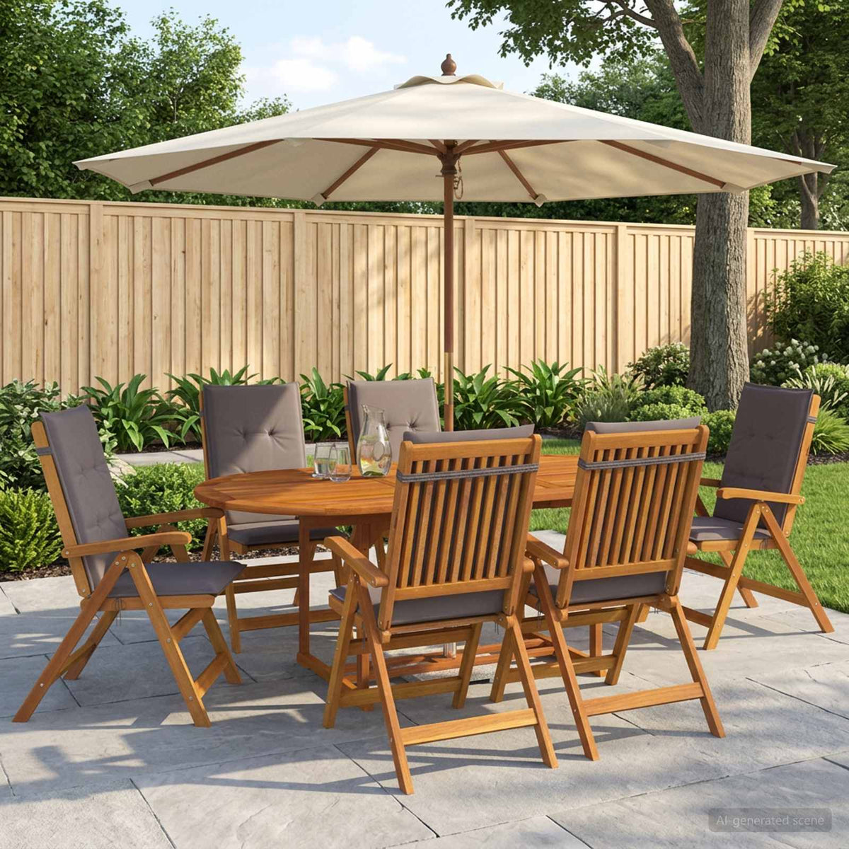 vidaXL 7-Piece Garden Dining Set Natural Solid Acacia Wood 1