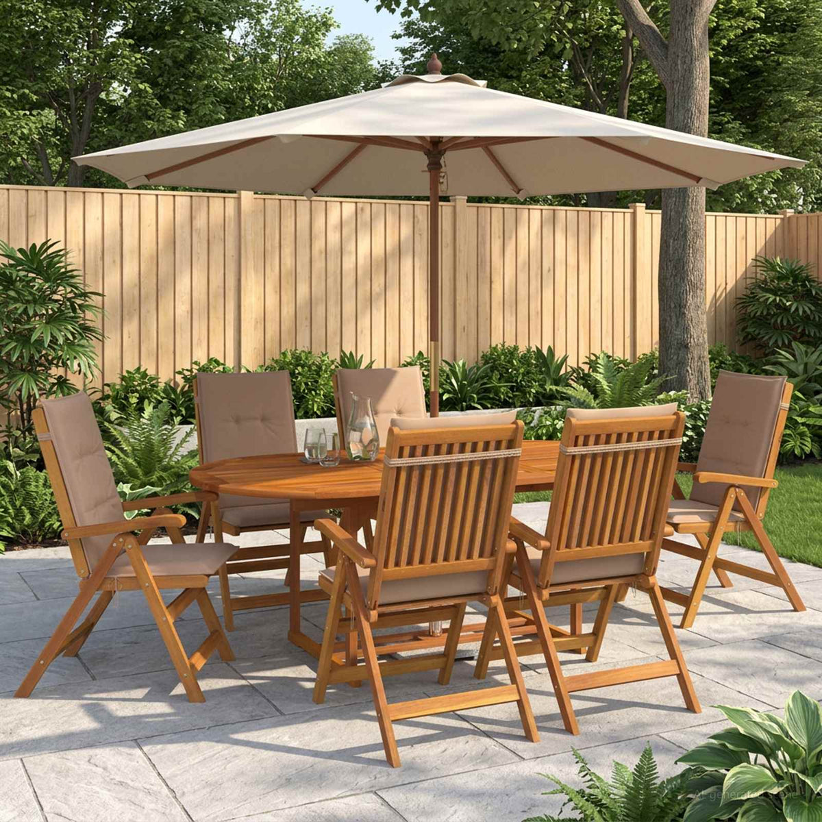 vidaXL 7-Piece Garden Dining Set Natural Solid Acacia Wood 1