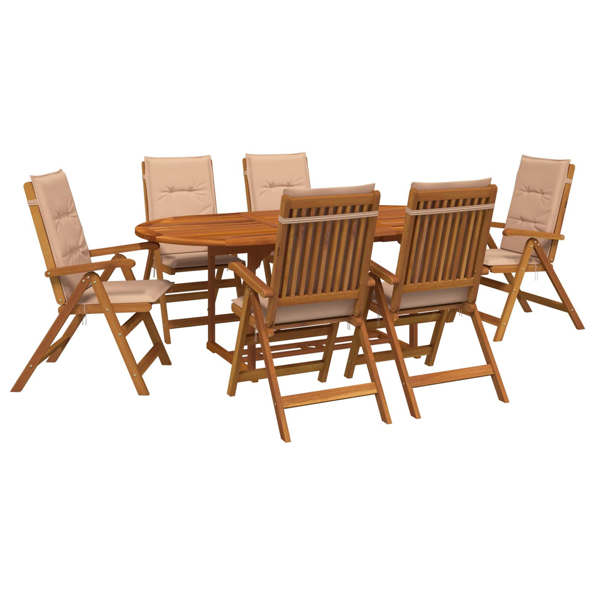 vidaXL 7-Piece Garden Dining Set Natural Solid Acacia Wood 2