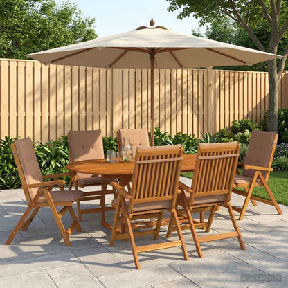 vidaXL 7-Piece Garden Dining Set Natural Solid Acacia Wood 1