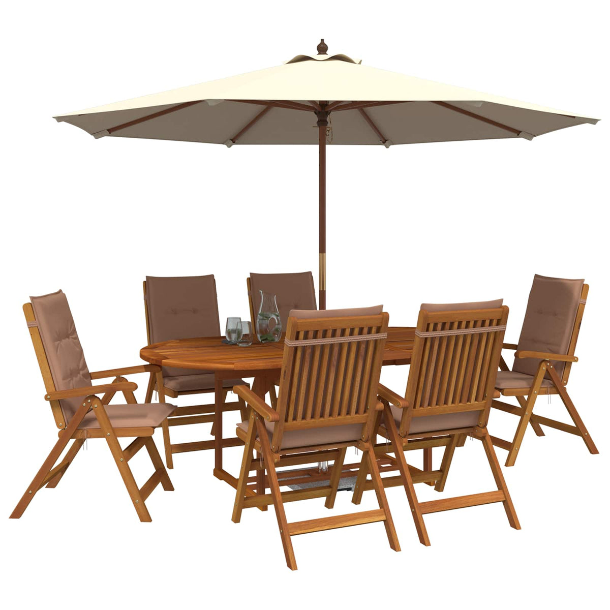 vidaXL 7-Piece Garden Dining Set Natural Solid Acacia Wood 3