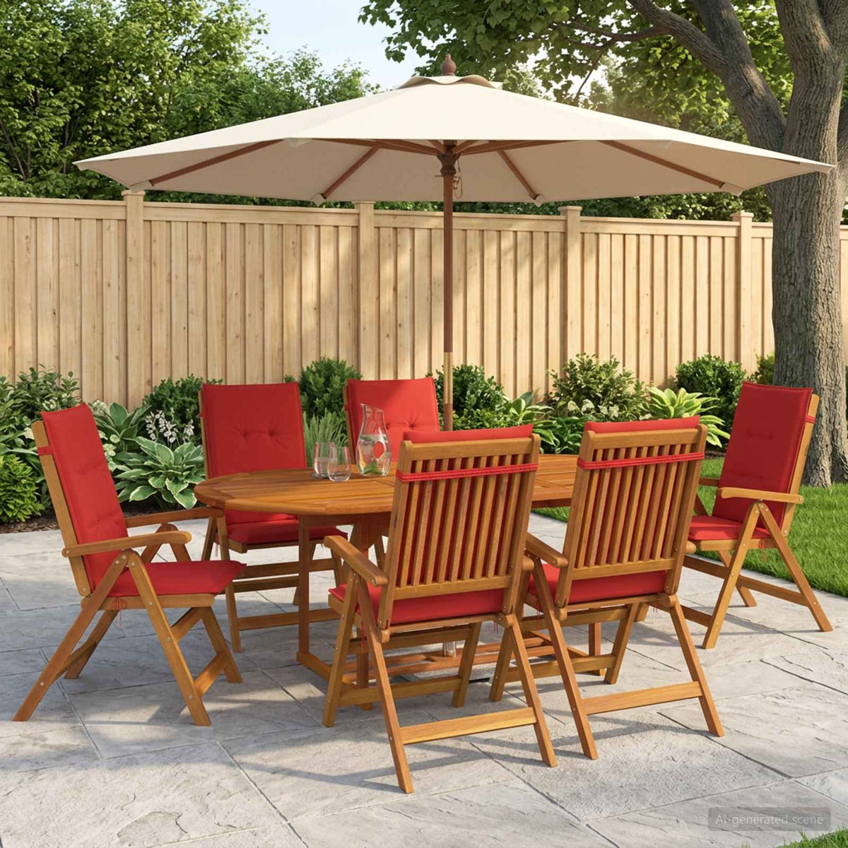 vidaXL 7-Piece Garden Dining Set Natural Solid Acacia Wood 1