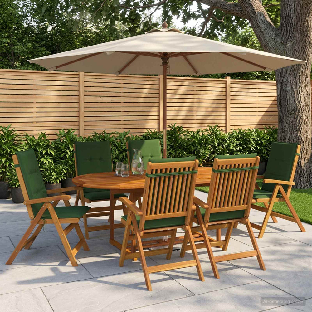 vidaXL 7-Piece Garden Dining Set Natural Solid Acacia Wood