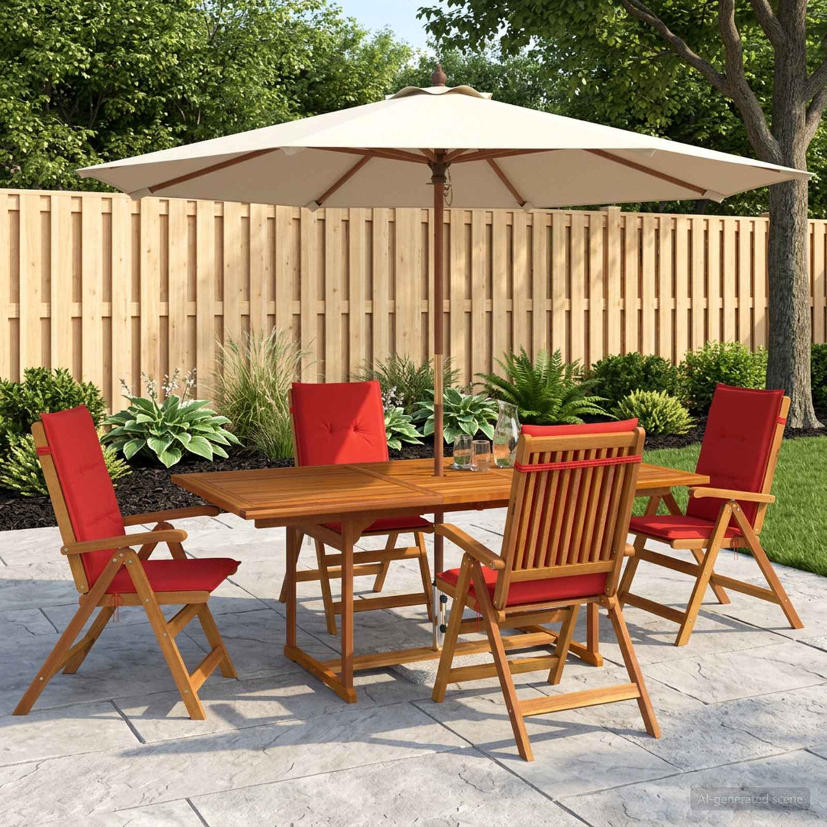 vidaXL 5-Piece Garden Dining Set Natural Solid Acacia Wood 1