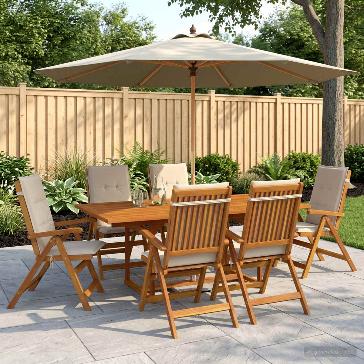 vidaXL 7-Piece Garden Dining Set Natural Solid Acacia Wood 1