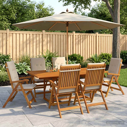 vidaXL 7-Piece Garden Dining Set Natural Solid Acacia Wood 1