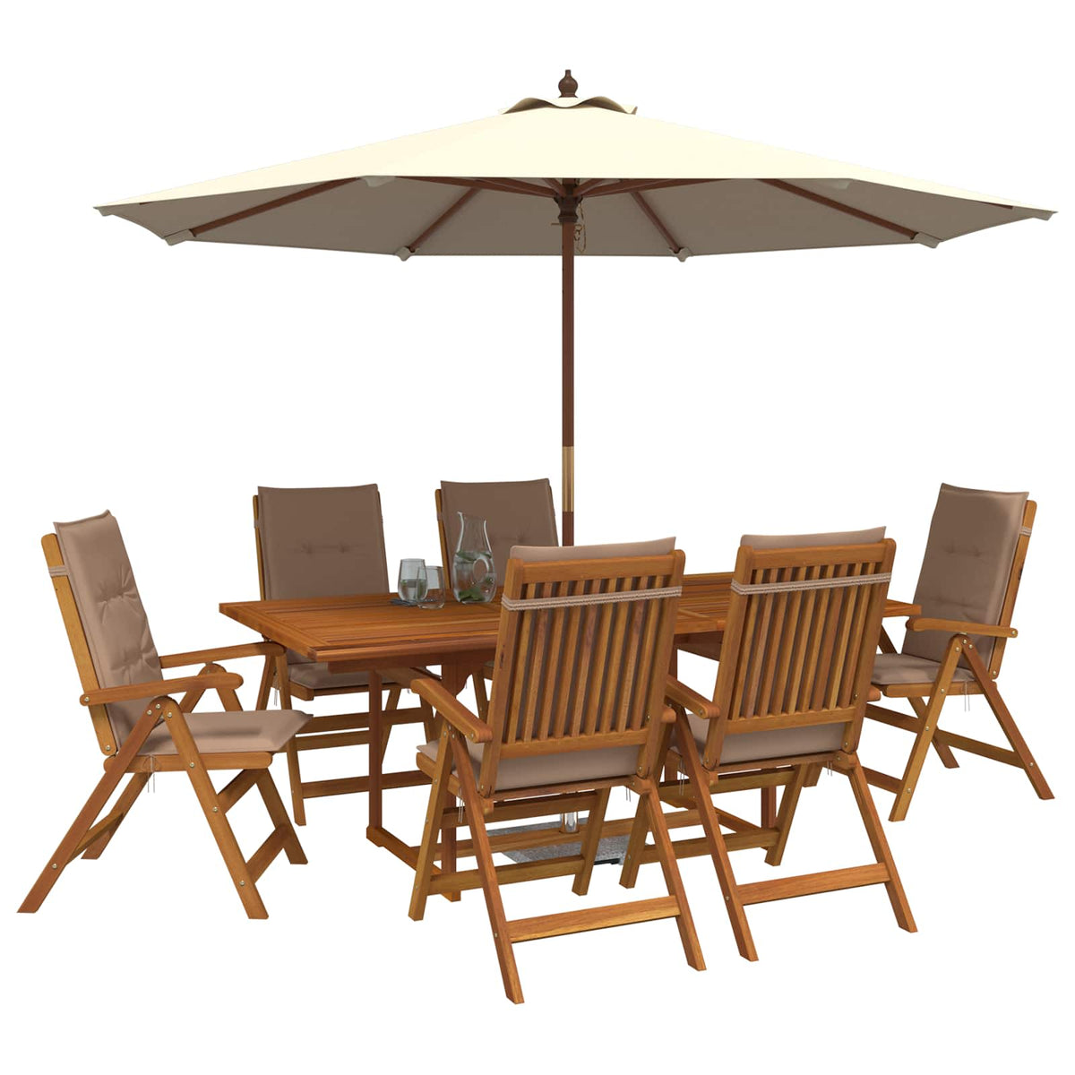 vidaXL 7-Piece Garden Dining Set Natural Solid Acacia Wood 3