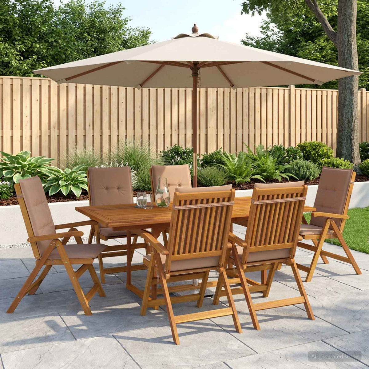 vidaXL 7-Piece Garden Dining Set Natural Solid Acacia Wood 1