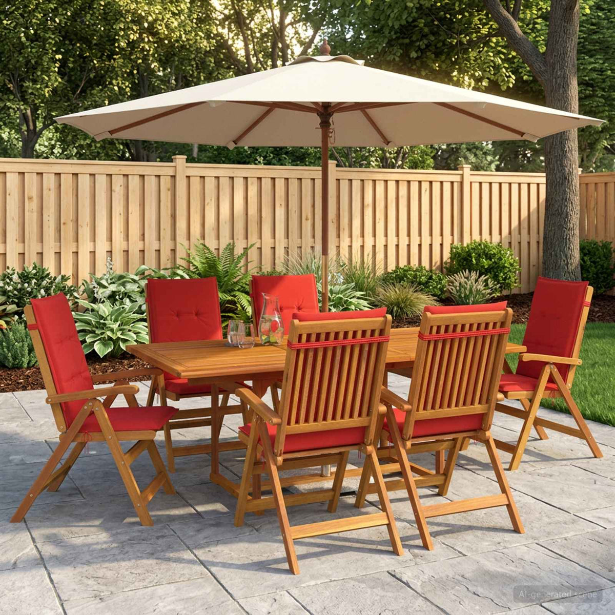 vidaXL 7-Piece Garden Dining Set Natural Solid Acacia Wood 1