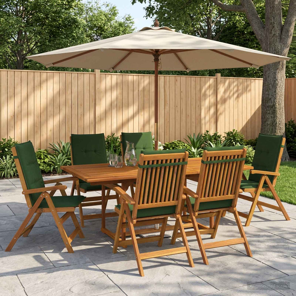 vidaXL 7-Piece Garden Dining Set Natural Solid Acacia Wood
