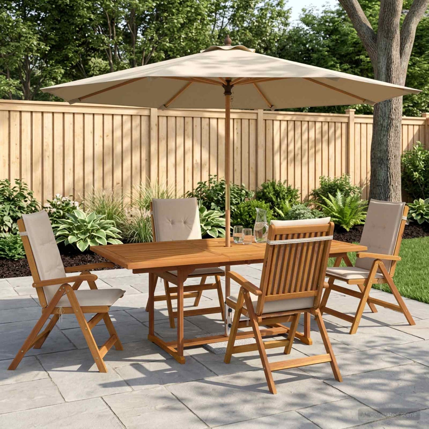vidaXL 5-Piece Garden Dining Set Natural Solid Acacia Wood 1