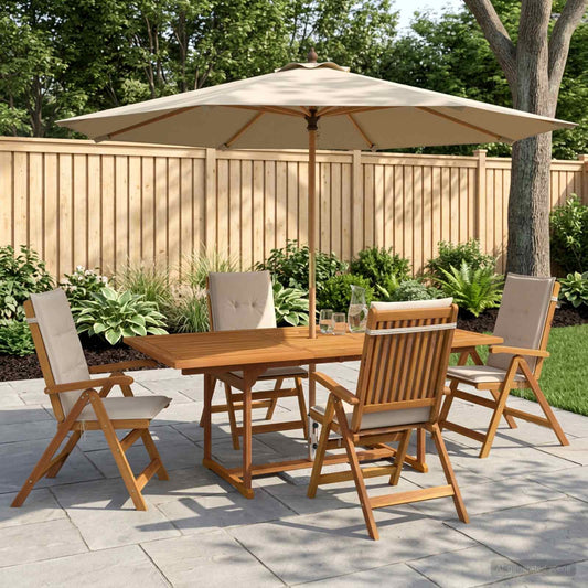 vidaXL 5-Piece Garden Dining Set Natural Solid Acacia Wood 1