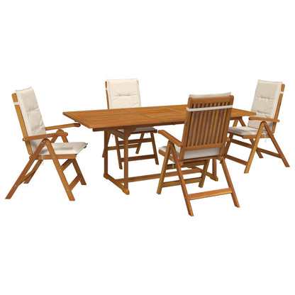 vidaXL 5-Piece Garden Dining Set Natural Solid Acacia Wood 2