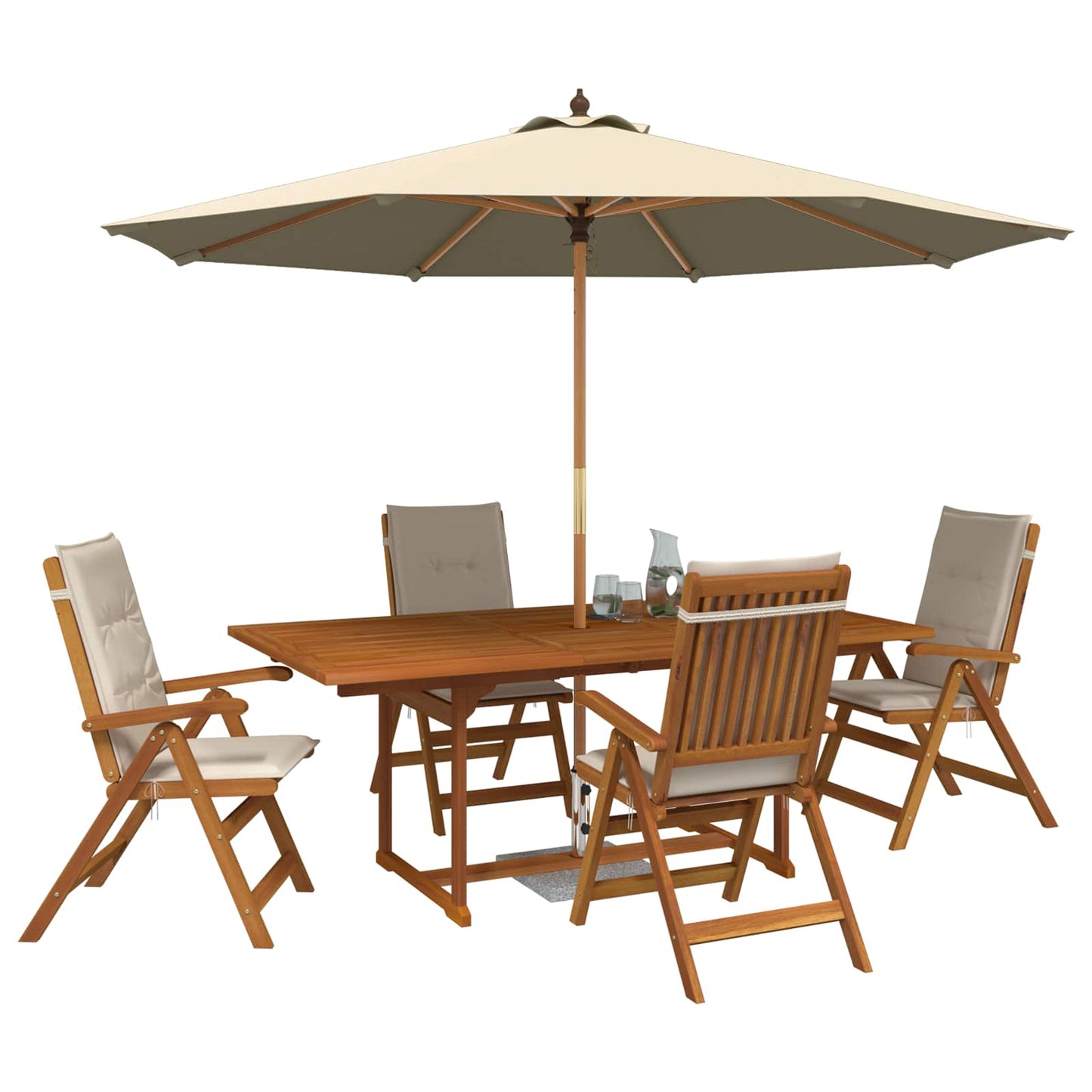 vidaXL 5-Piece Garden Dining Set Natural Solid Acacia Wood 3