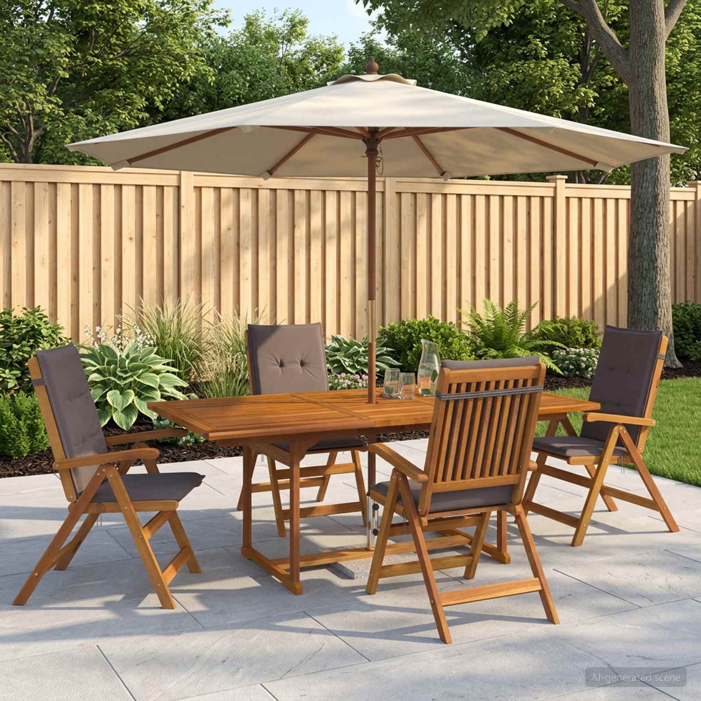vidaXL 5-Piece Garden Dining Set Natural Solid Acacia Wood 1