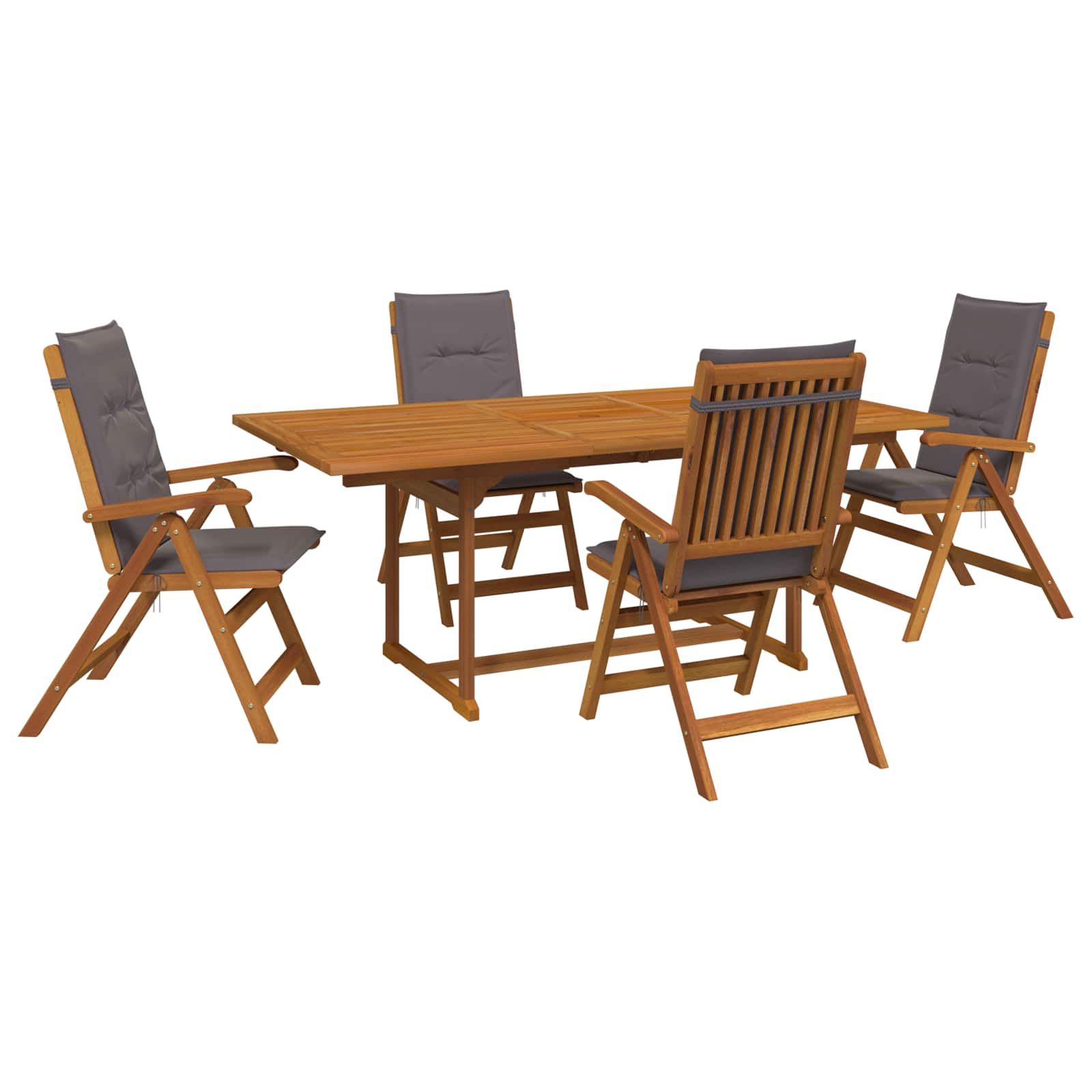 vidaXL 5-Piece Garden Dining Set Natural Solid Acacia Wood 2
