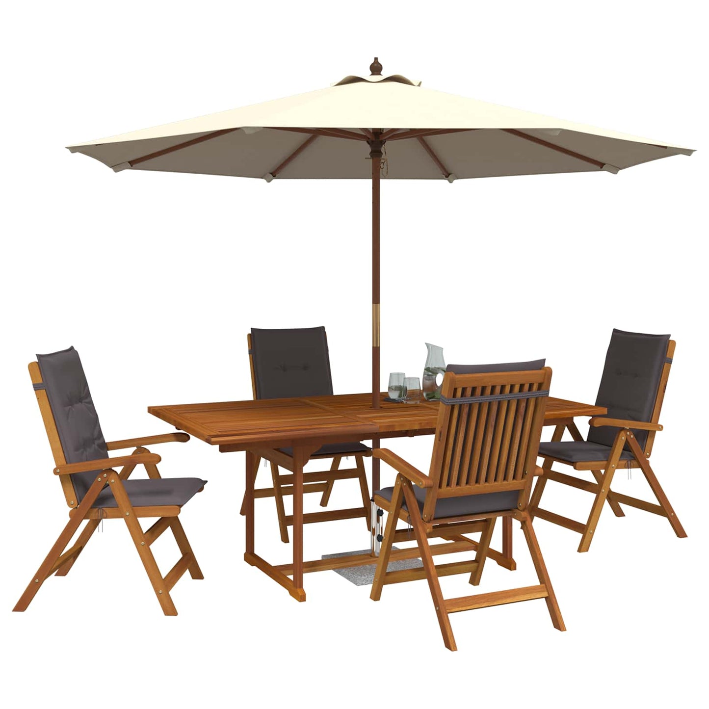 vidaXL 5-Piece Garden Dining Set Natural Solid Acacia Wood 3