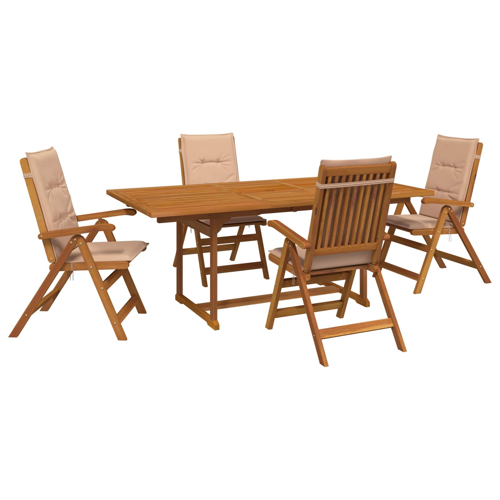 vidaXL 5-Piece Garden Dining Set Natural Solid Acacia Wood 2