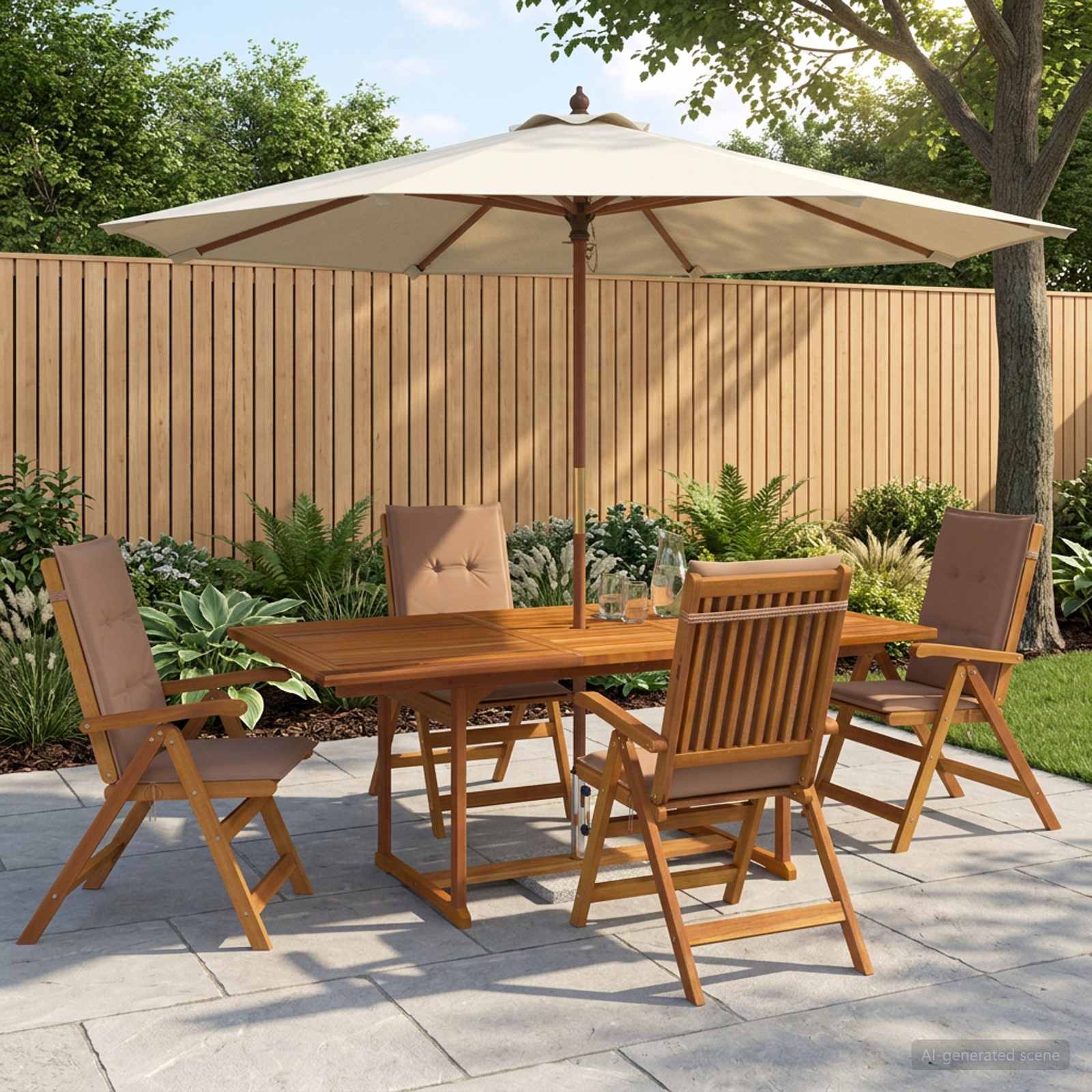 vidaXL 5-Piece Garden Dining Set Natural Solid Acacia Wood 1