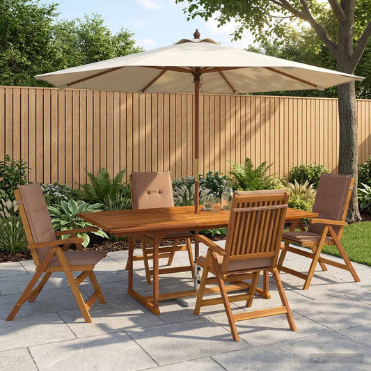 vidaXL 5-Piece Garden Dining Set Natural Solid Acacia Wood 1