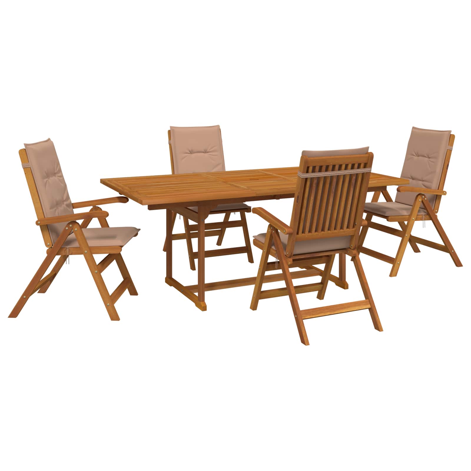 vidaXL 5-Piece Garden Dining Set Natural Solid Acacia Wood 2