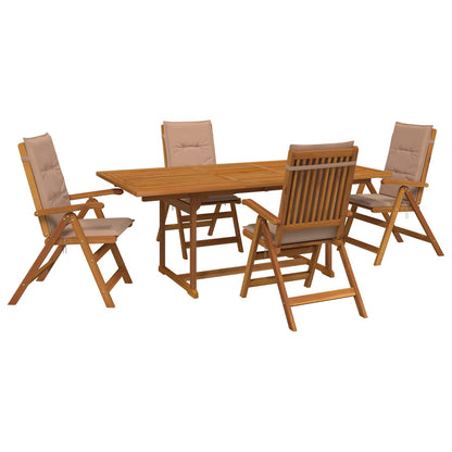 vidaXL 5-Piece Garden Dining Set Natural Solid Acacia Wood 2