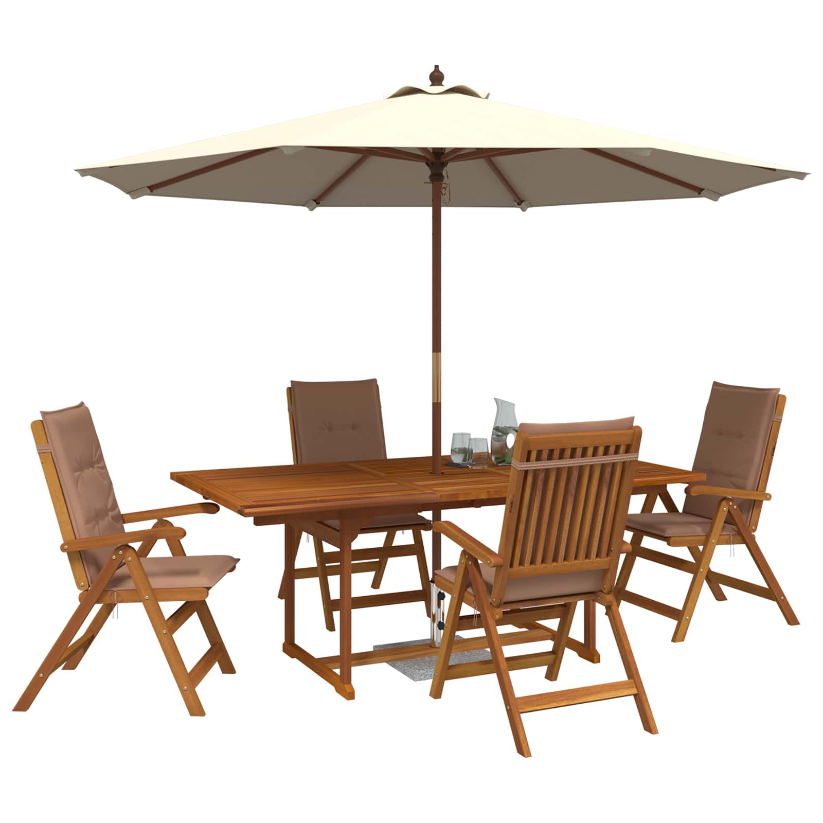 vidaXL 5-Piece Garden Dining Set Natural Solid Acacia Wood 3