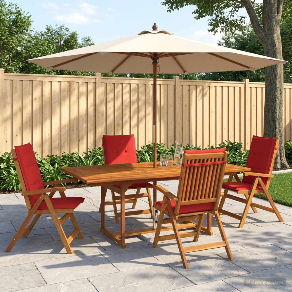 vidaXL 5-Piece Garden Dining Set Natural Solid Acacia Wood