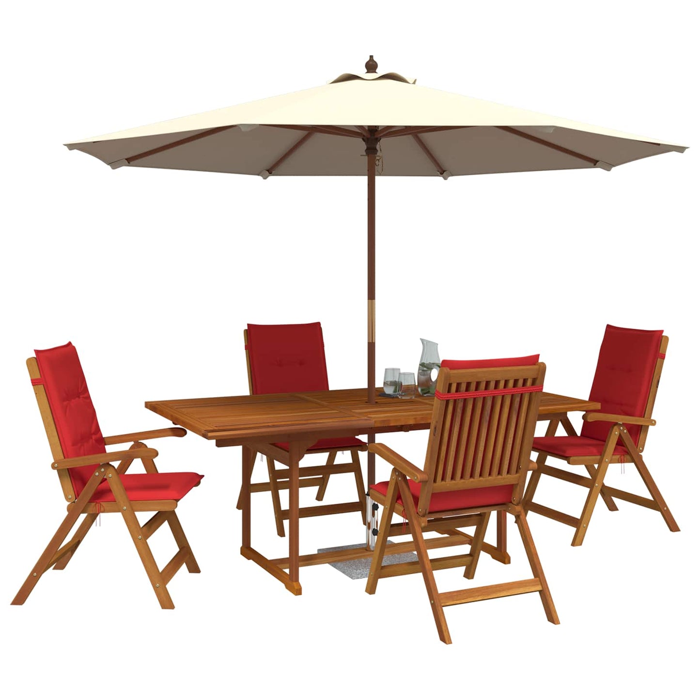 vidaXL 5-Piece Garden Dining Set Natural Solid Acacia Wood 3