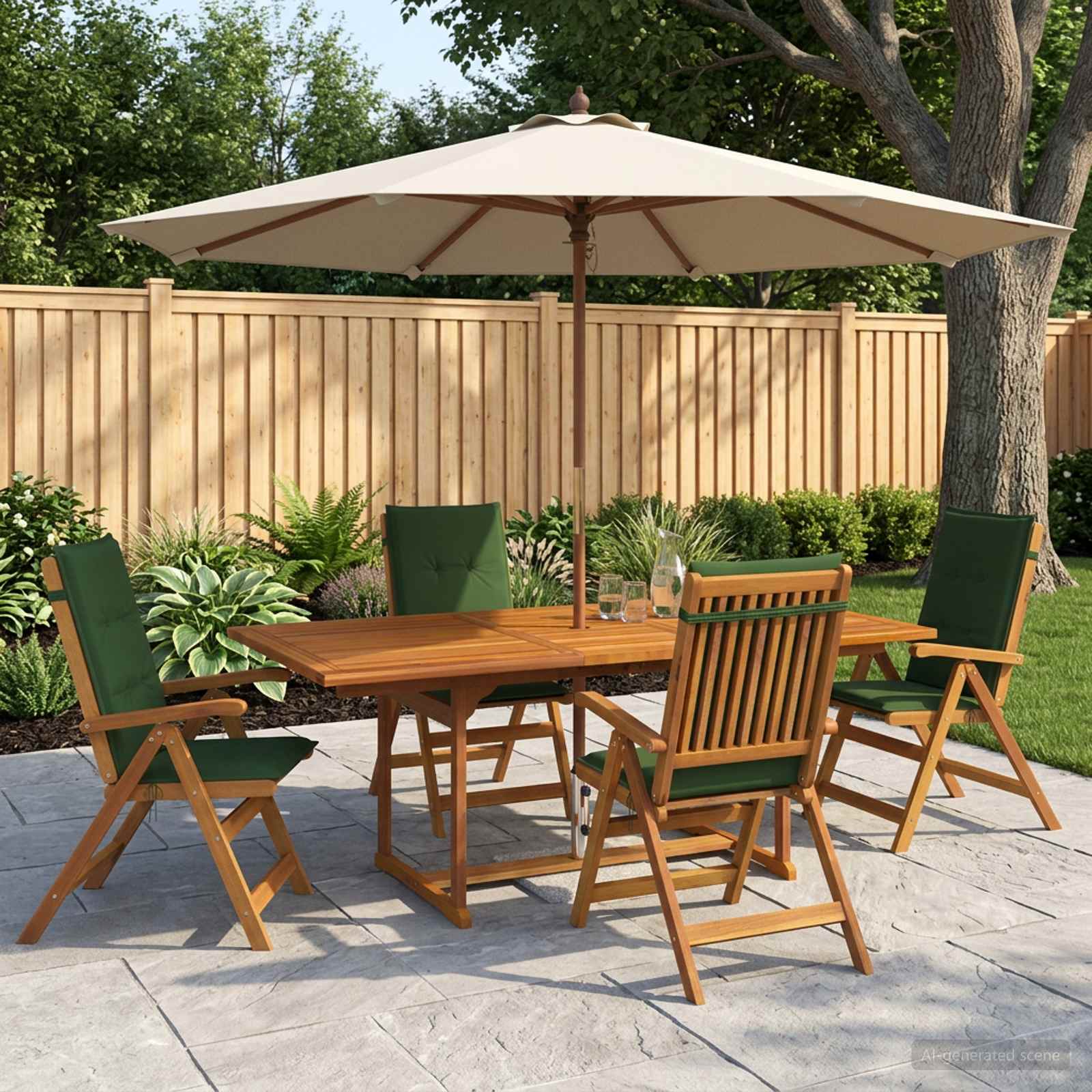 vidaXL 5-Piece Garden Dining Set Natural Solid Acacia Wood 1