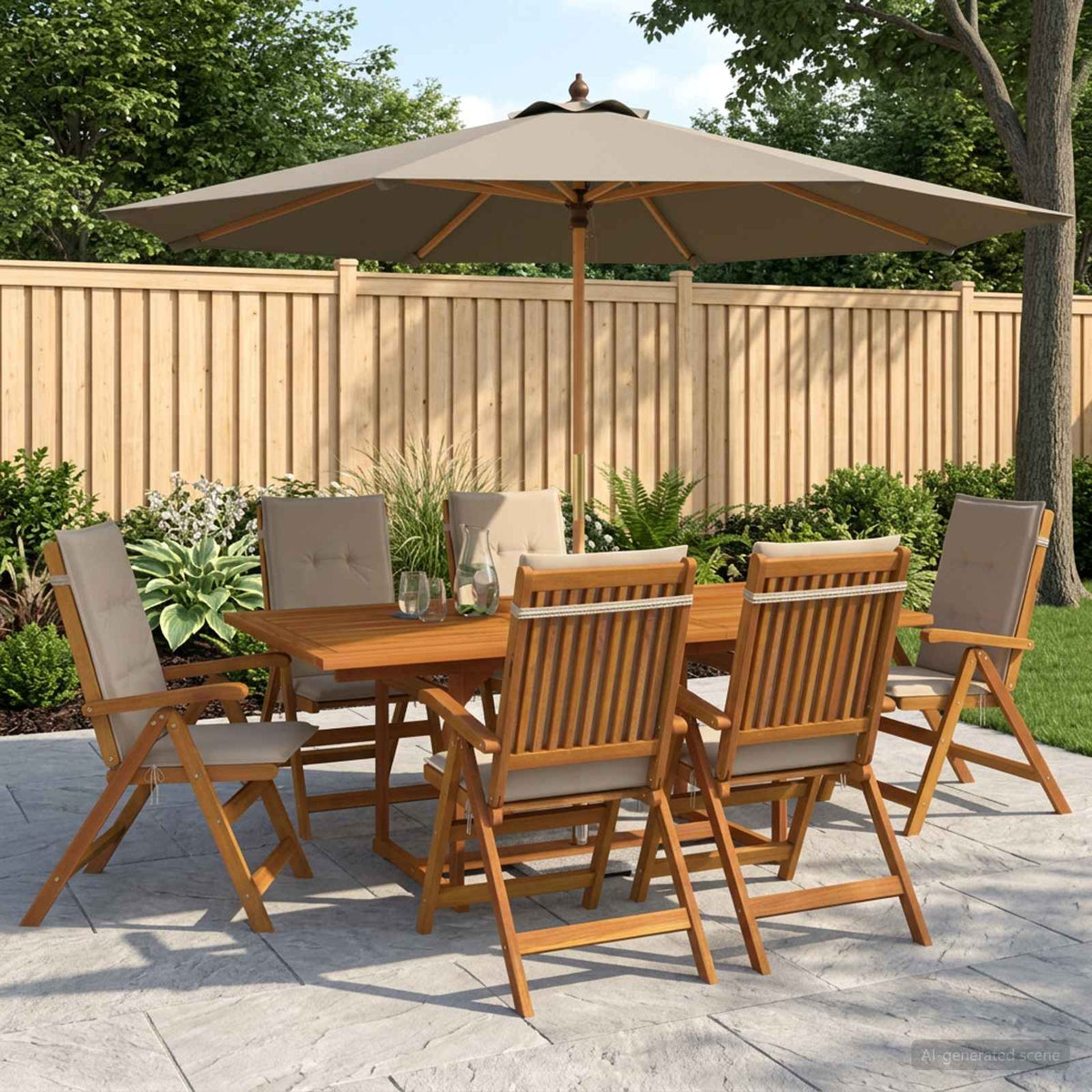 vidaXL 7-Piece Garden Dining Set Natural Solid Acacia Wood 1