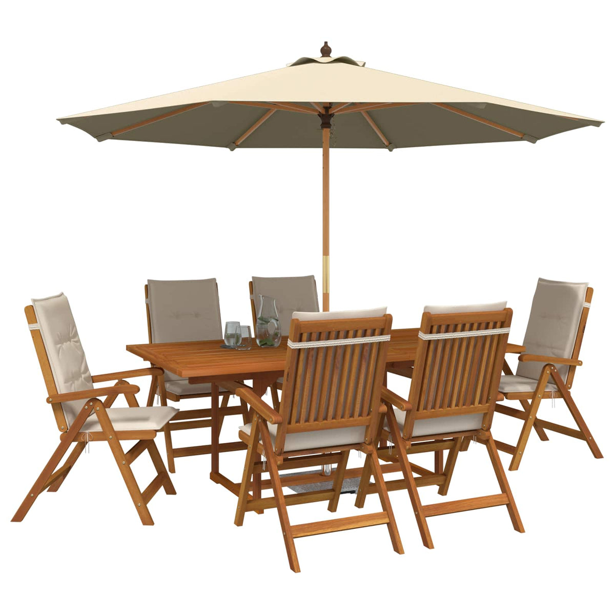 vidaXL 7-Piece Garden Dining Set Natural Solid Acacia Wood 3