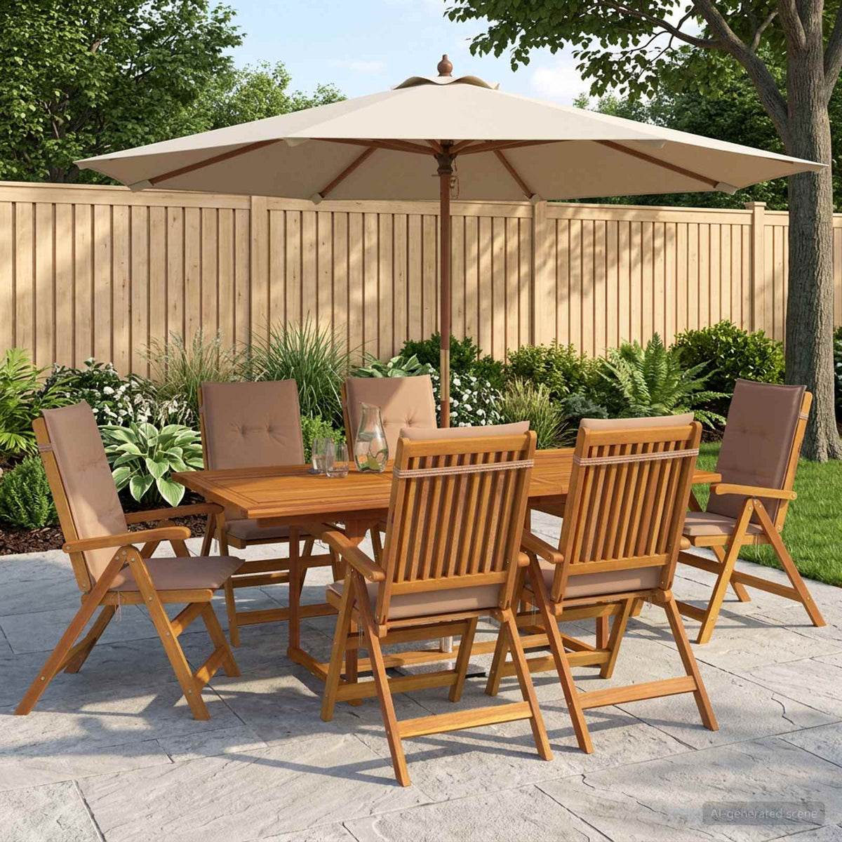 vidaXL 7-Piece Garden Dining Set Natural Solid Acacia Wood 1