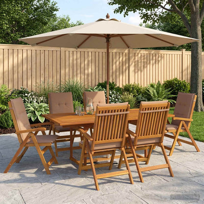 vidaXL 7-Piece Garden Dining Set Natural Solid Acacia Wood 1