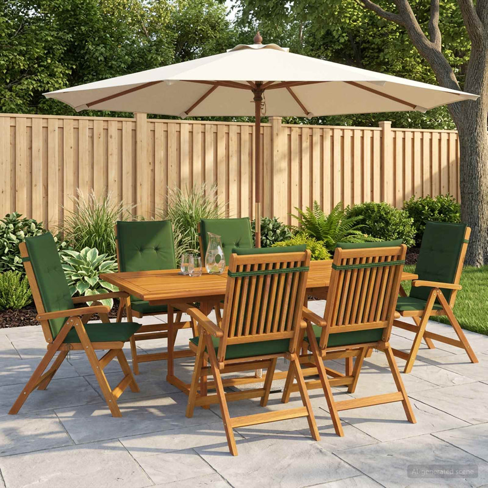 vidaXL 7-Piece Garden Dining Set Natural Solid Acacia Wood