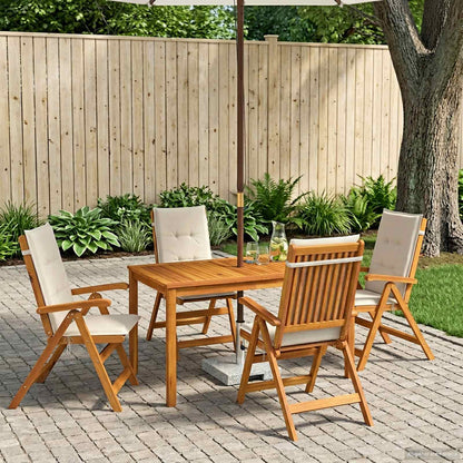 vidaXL 5-Piece Garden Dining Set 4-Seaters Cream Solid Acacia Wood 1