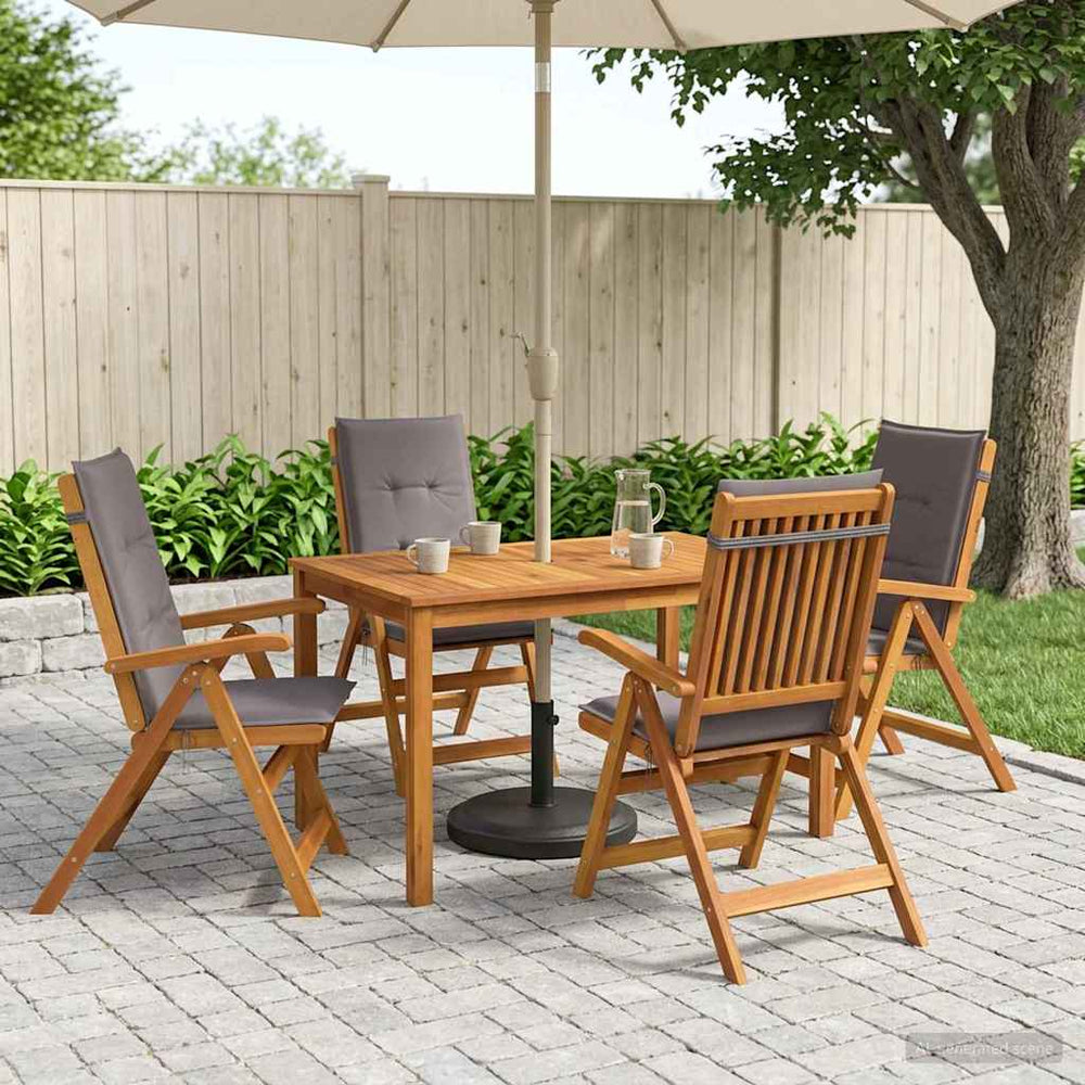 vidaXL 5-Piece Garden Dining Set 4-Seaters Solid Acacia Wood