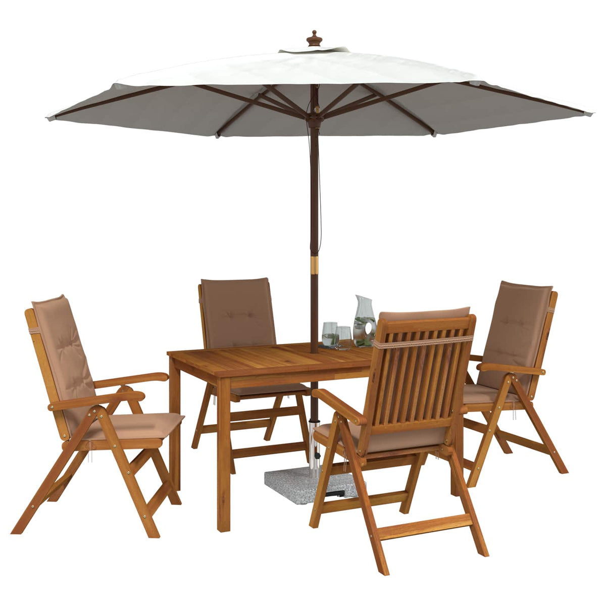 vidaXL 5-Piece Garden Dining Set 4-Seaters Taupe Solid Acacia Wood 3