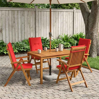 vidaXL 5-Piece Garden Dining Set 4-Seaters Red Solid Acacia Wood 1