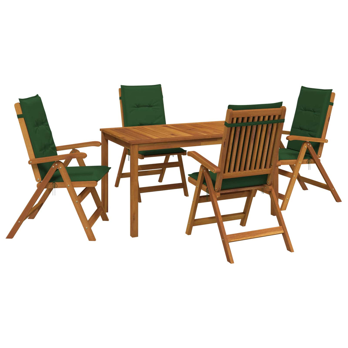 vidaXL 5-Piece Garden Dining Set 4-Seaters Green Solid Acacia Wood 2
