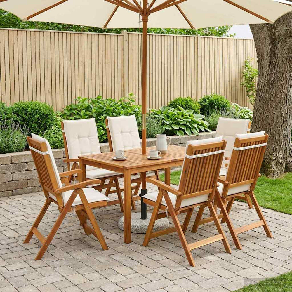 vidaXL 7-Piece Garden Dining Set Natural Solid Acacia Wood