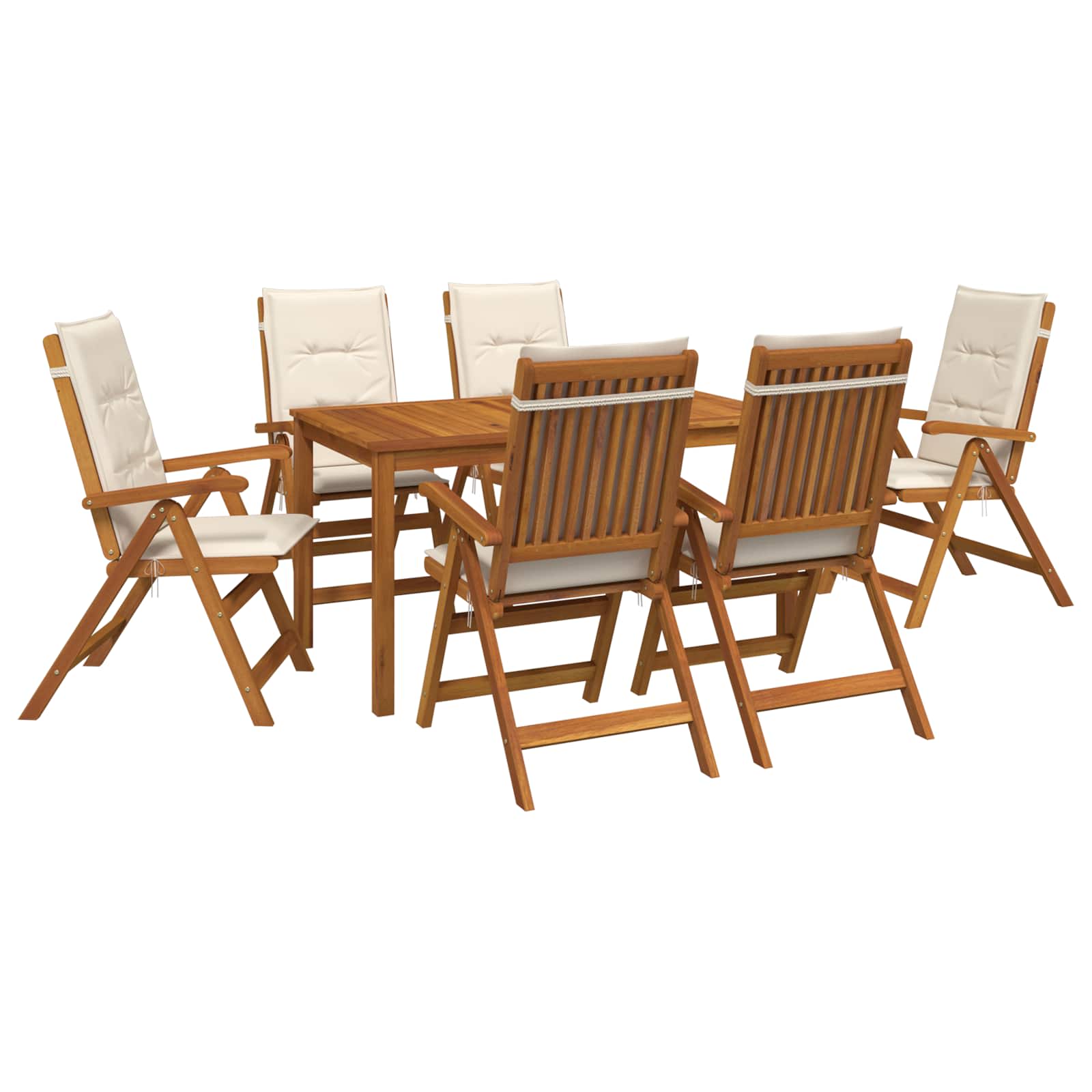 vidaXL 7-Piece Garden Dining Set Natural Solid Acacia Wood 2
