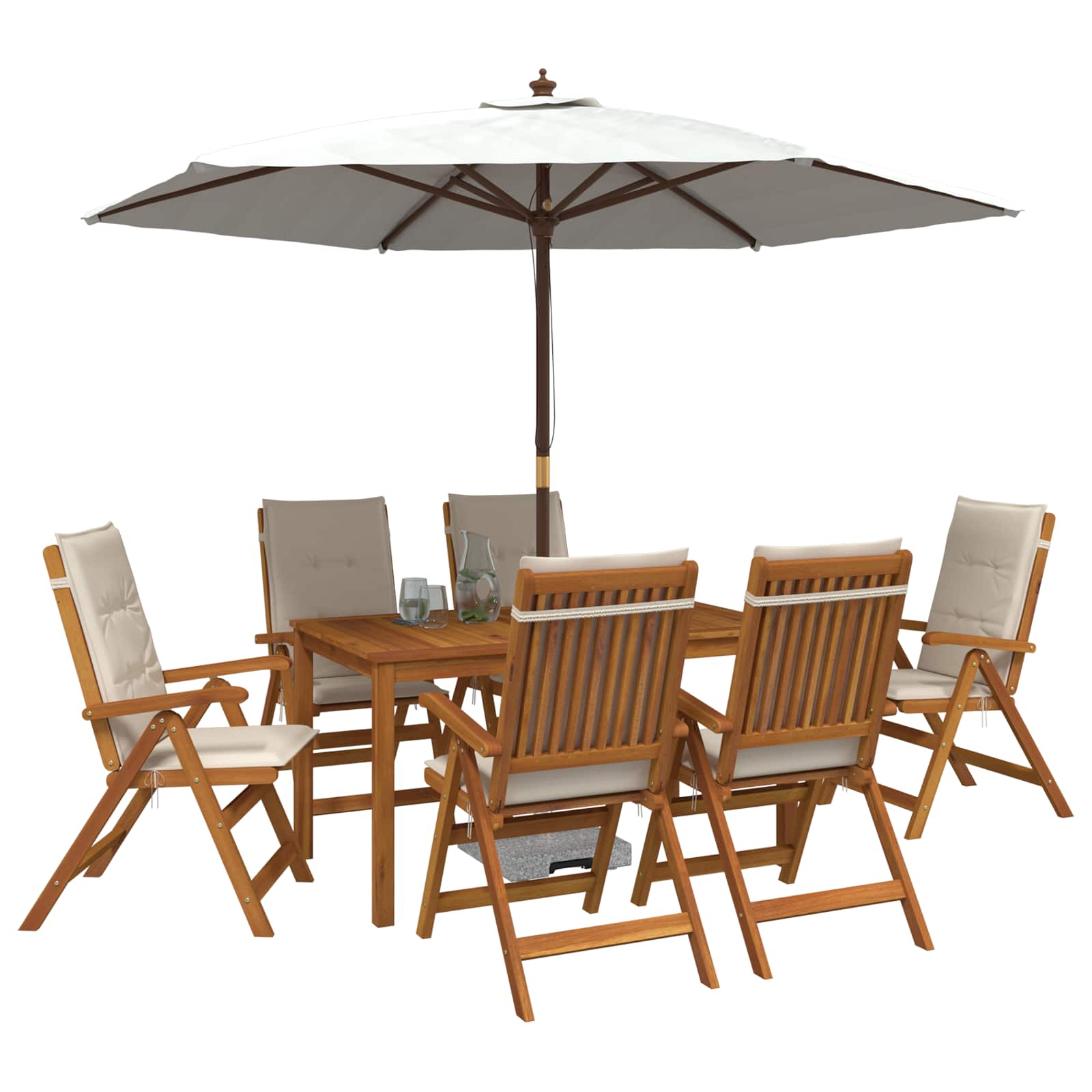 vidaXL 7-Piece Garden Dining Set Natural Solid Acacia Wood 3