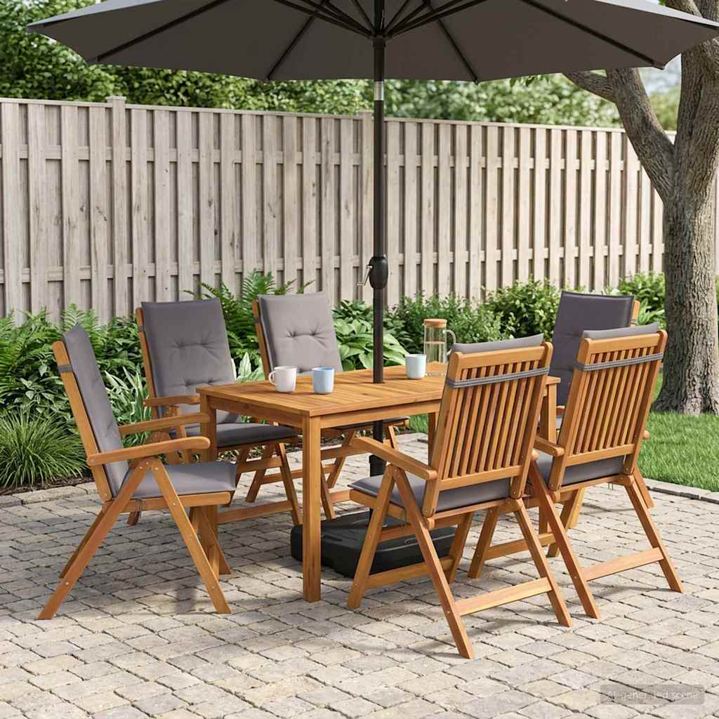 vidaXL 7-Piece Garden Dining Set Natural Solid Acacia Wood 1