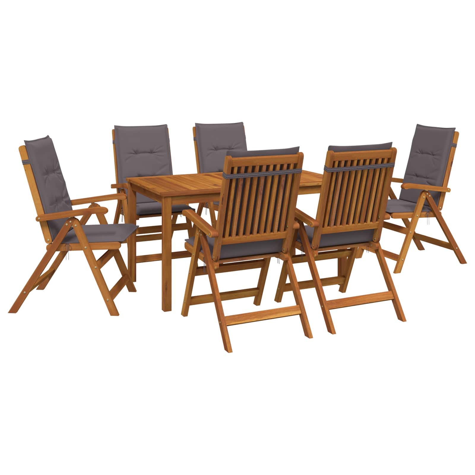 vidaXL 7-Piece Garden Dining Set Natural Solid Acacia Wood 2