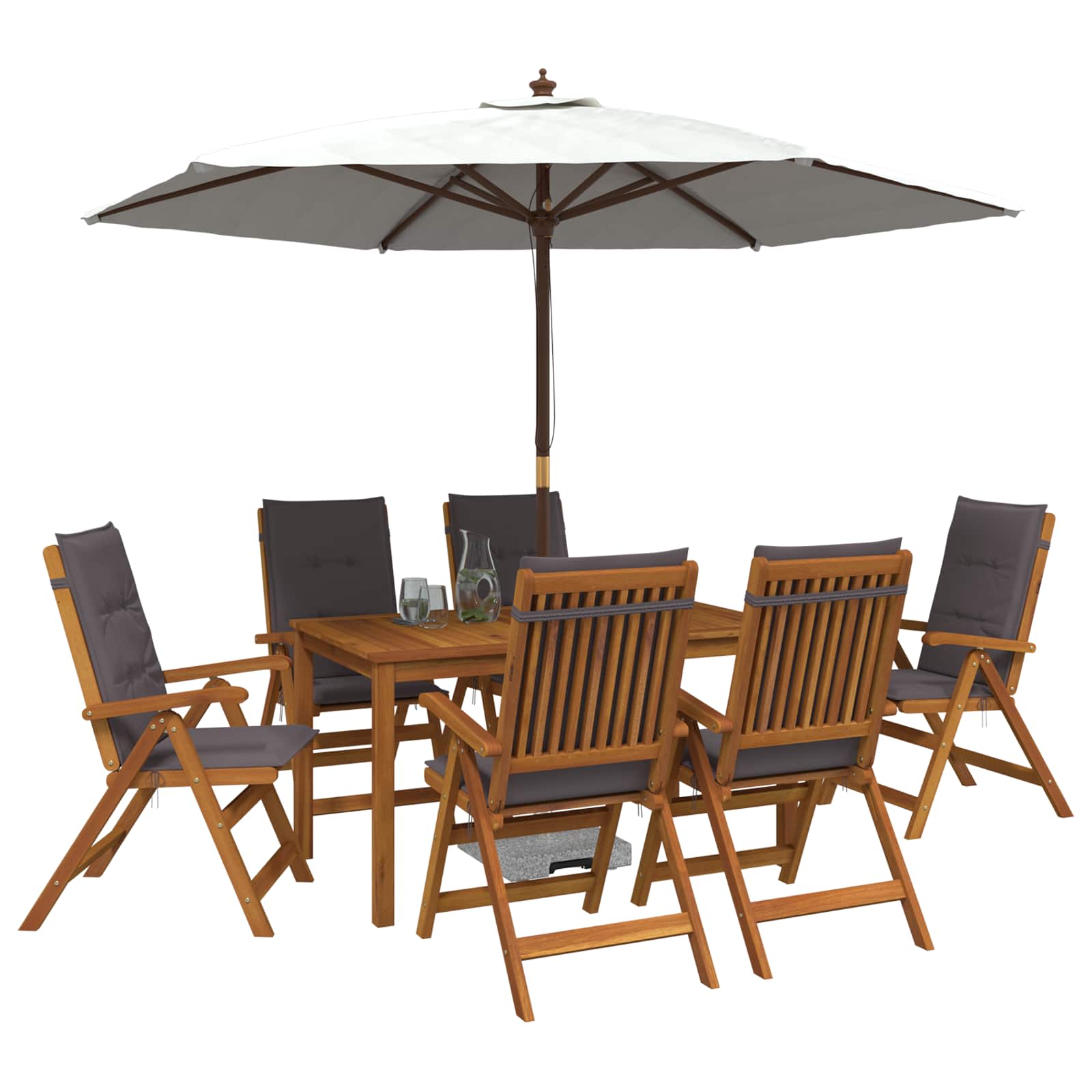 vidaXL 7-Piece Garden Dining Set Natural Solid Acacia Wood 3