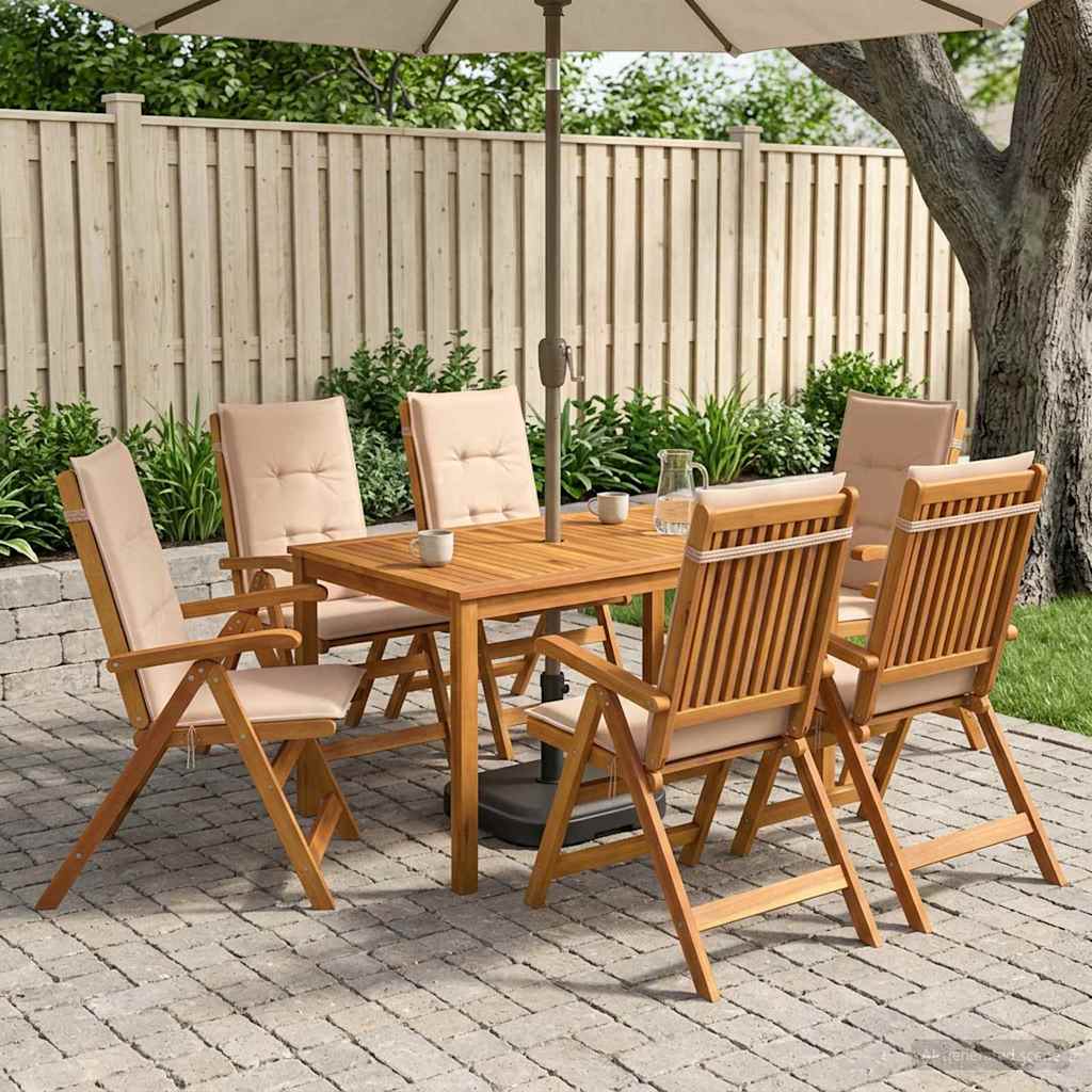 vidaXL 7-Piece Garden Dining Set Natural Solid Acacia Wood 1