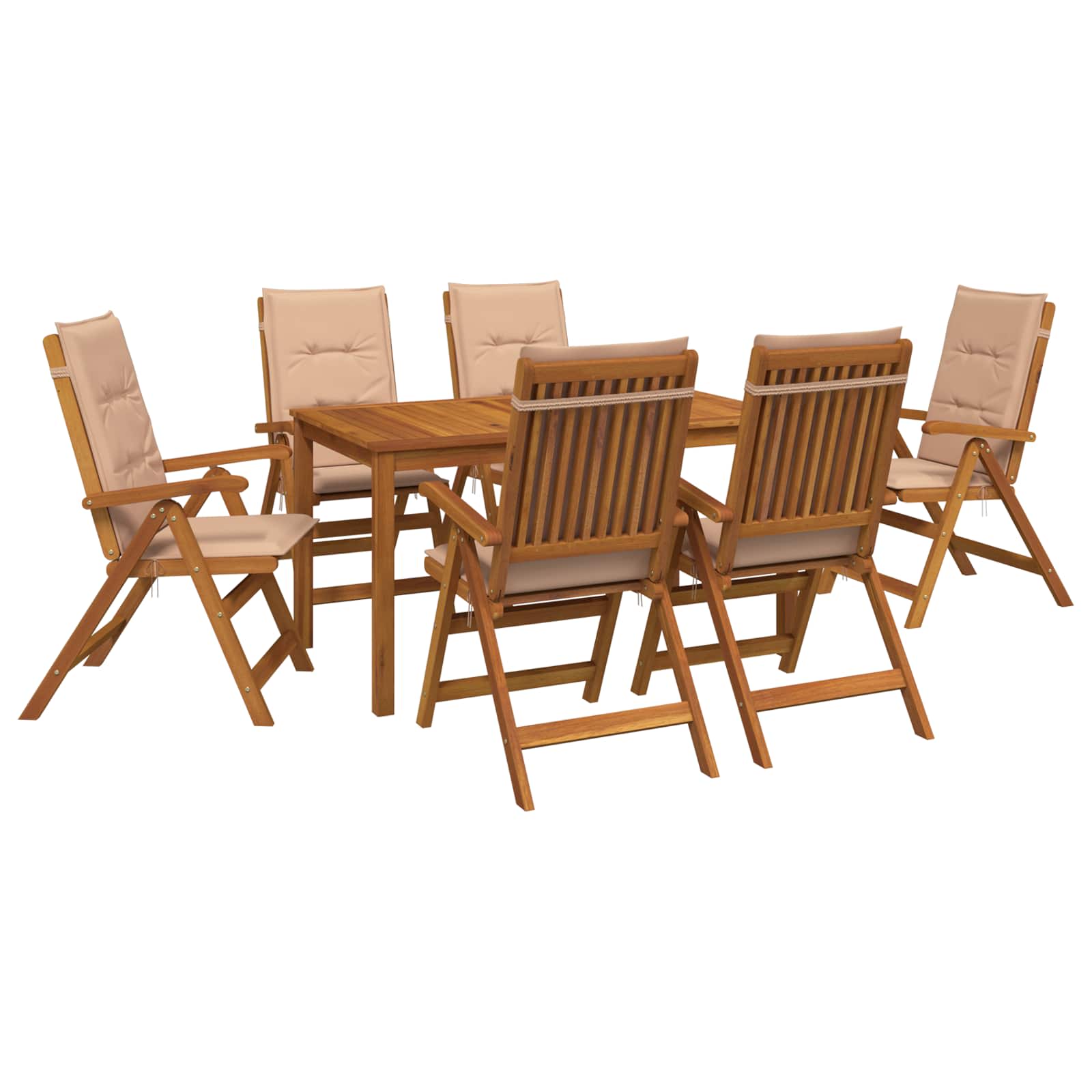 vidaXL 7-Piece Garden Dining Set Natural Solid Acacia Wood 2