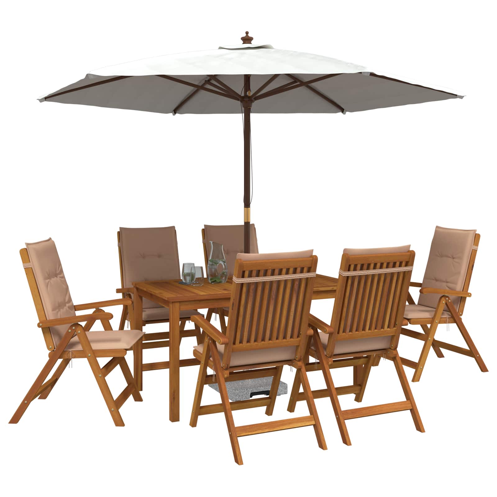vidaXL 7-Piece Garden Dining Set Natural Solid Acacia Wood 3