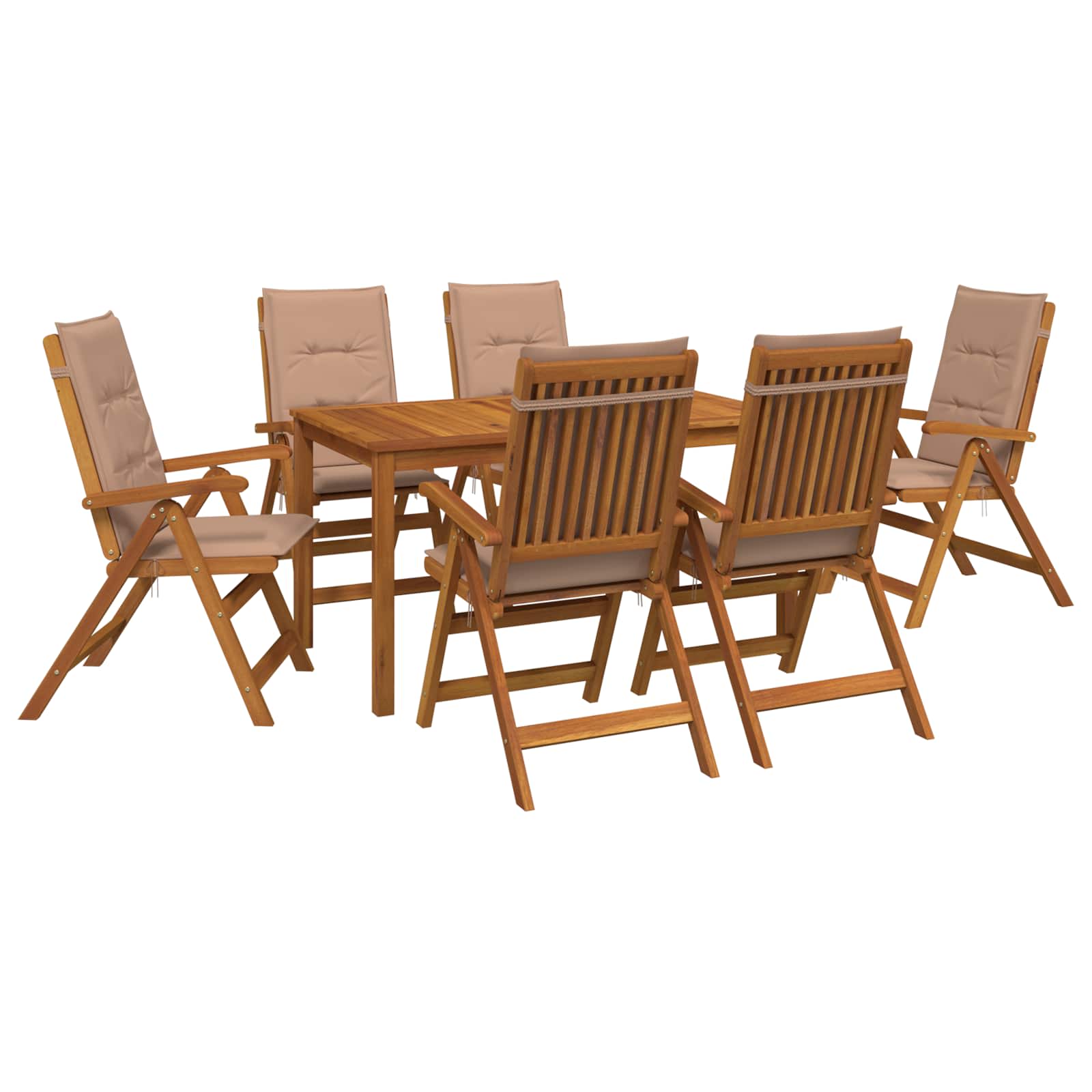 vidaXL 7-Piece Garden Dining Set Natural Solid Acacia Wood 2